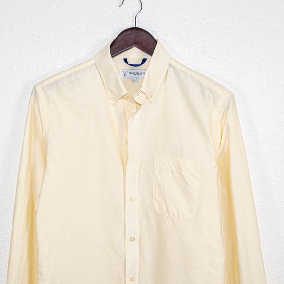 Teddy Stratford NYC Men's Button zip Button Down Shirt In Yellow size 1 - Picture 2 of 9